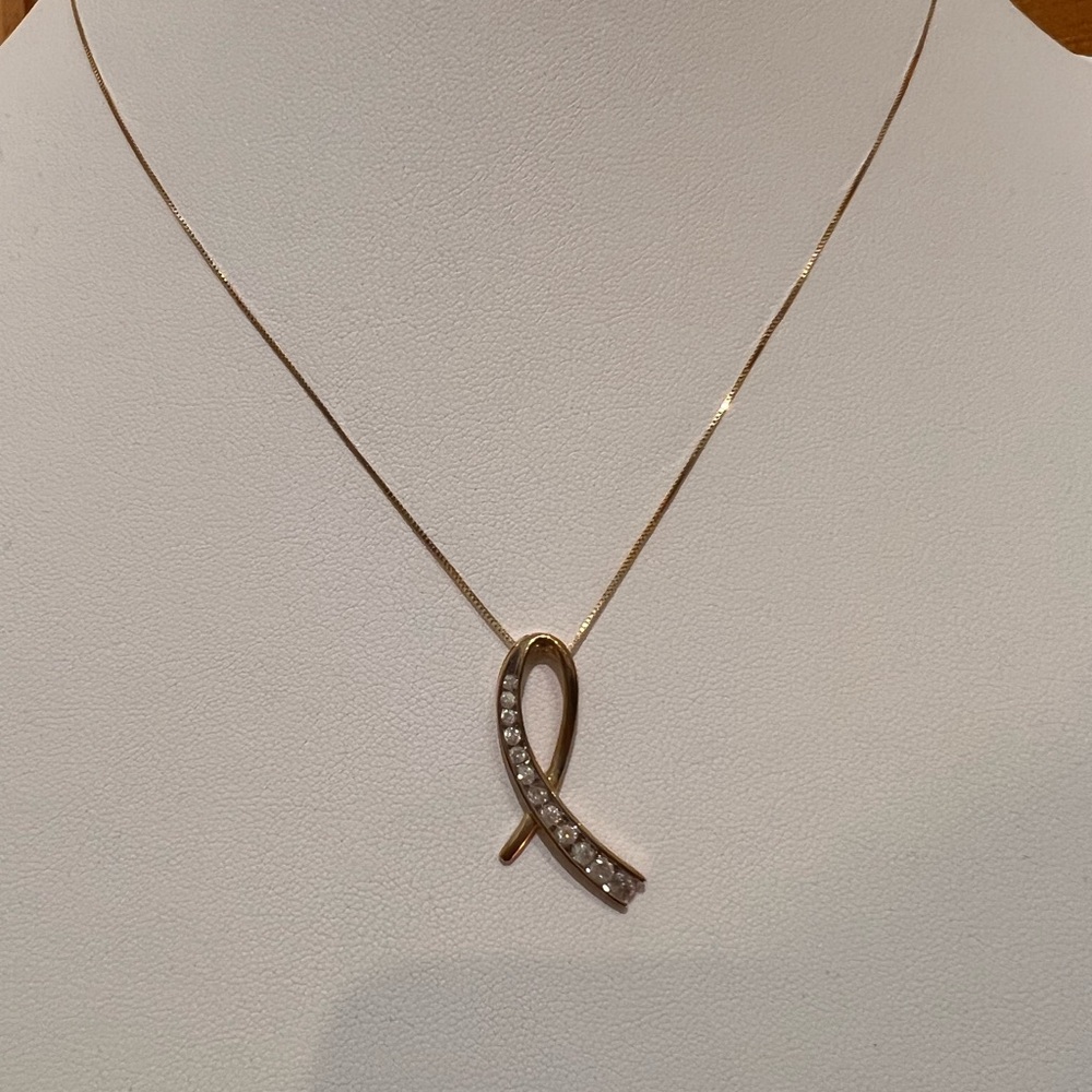 SOLD 4/11 10K Yellow Gold & Diamond Slider Pendant Necklace (appraised) - Picture 5 of 12